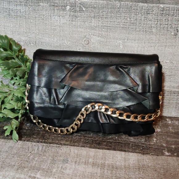 Ann Taylor Handbags - Ann Taylor soft leather ruffle chained hand bag